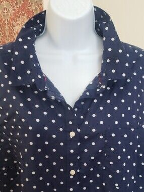 St. john's Bay, Sleeveless Navy Polka Dot Button-Up Top 3X
